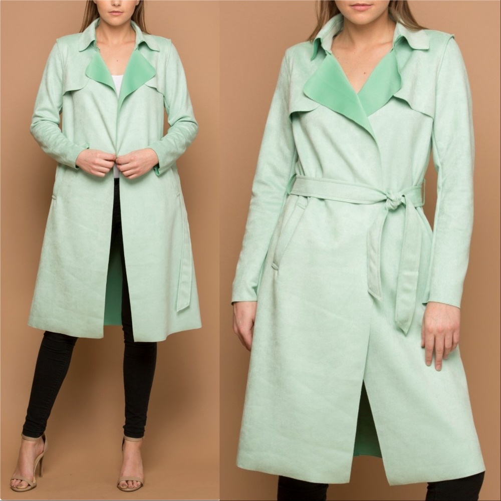 Suede Trench Jacket Coat - Picture 3 of 4